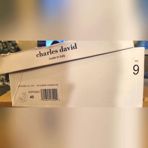 Charles David Kid Suede Platform Sandals, Cognac Suede, Women's Size 9 - Picture 8 of 8